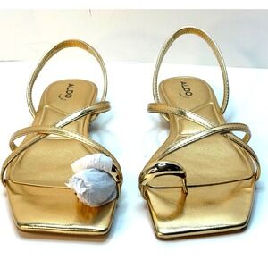 Aldo Women's Synthesa Toe Loop Sandals Gold Size 8.5 NWT and BOX